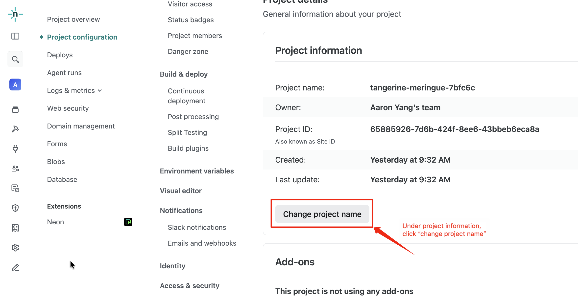 Customize Netlify name step 2