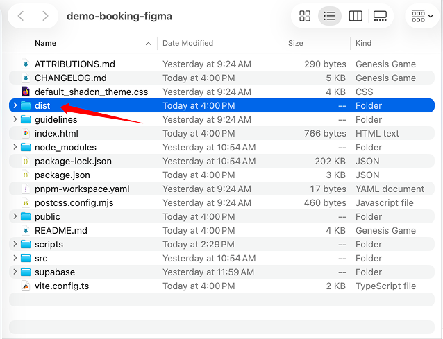 Publish React app by uploading build output folder dist/ to hosting service