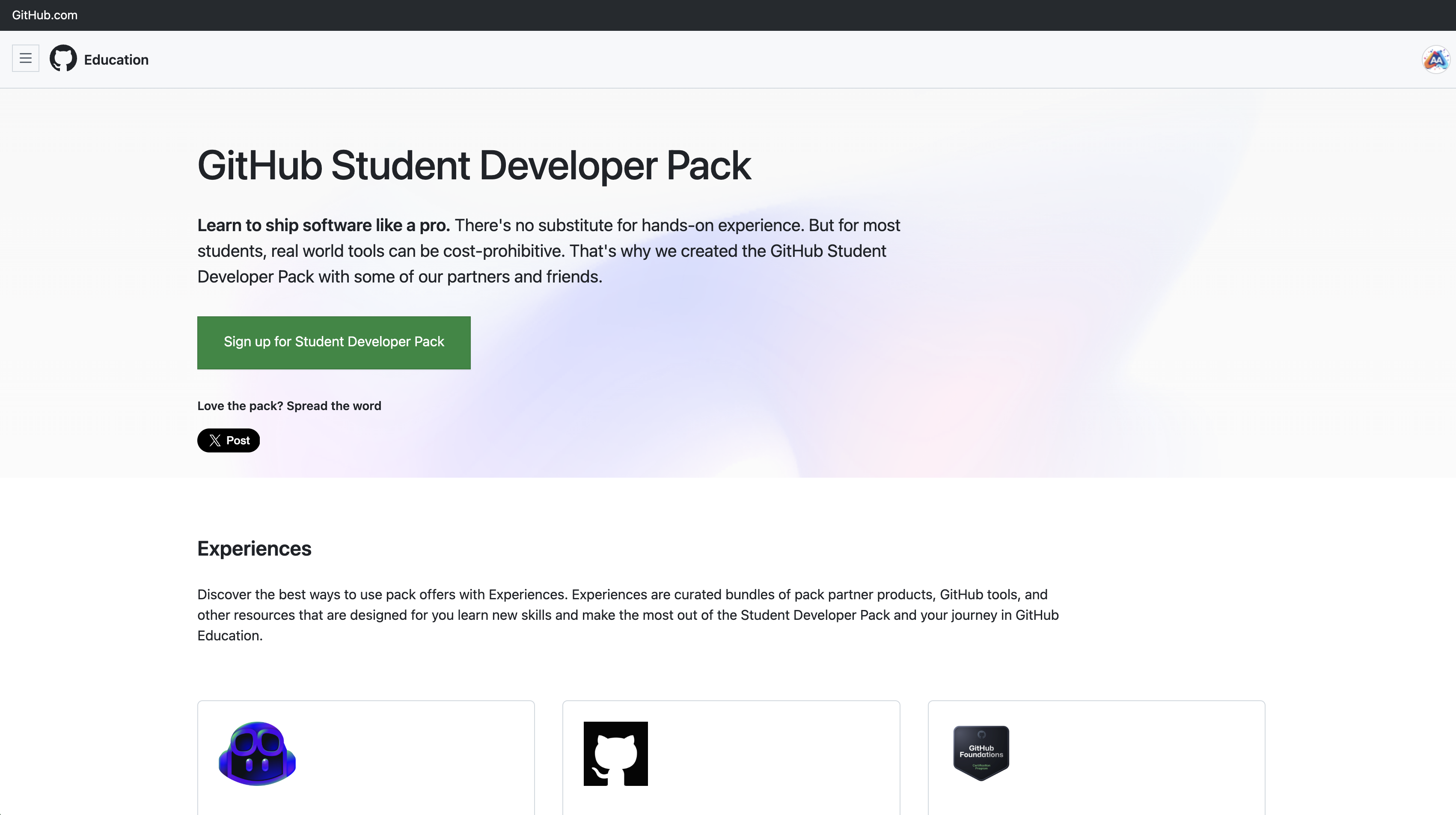 GitHub Student Developer Pack