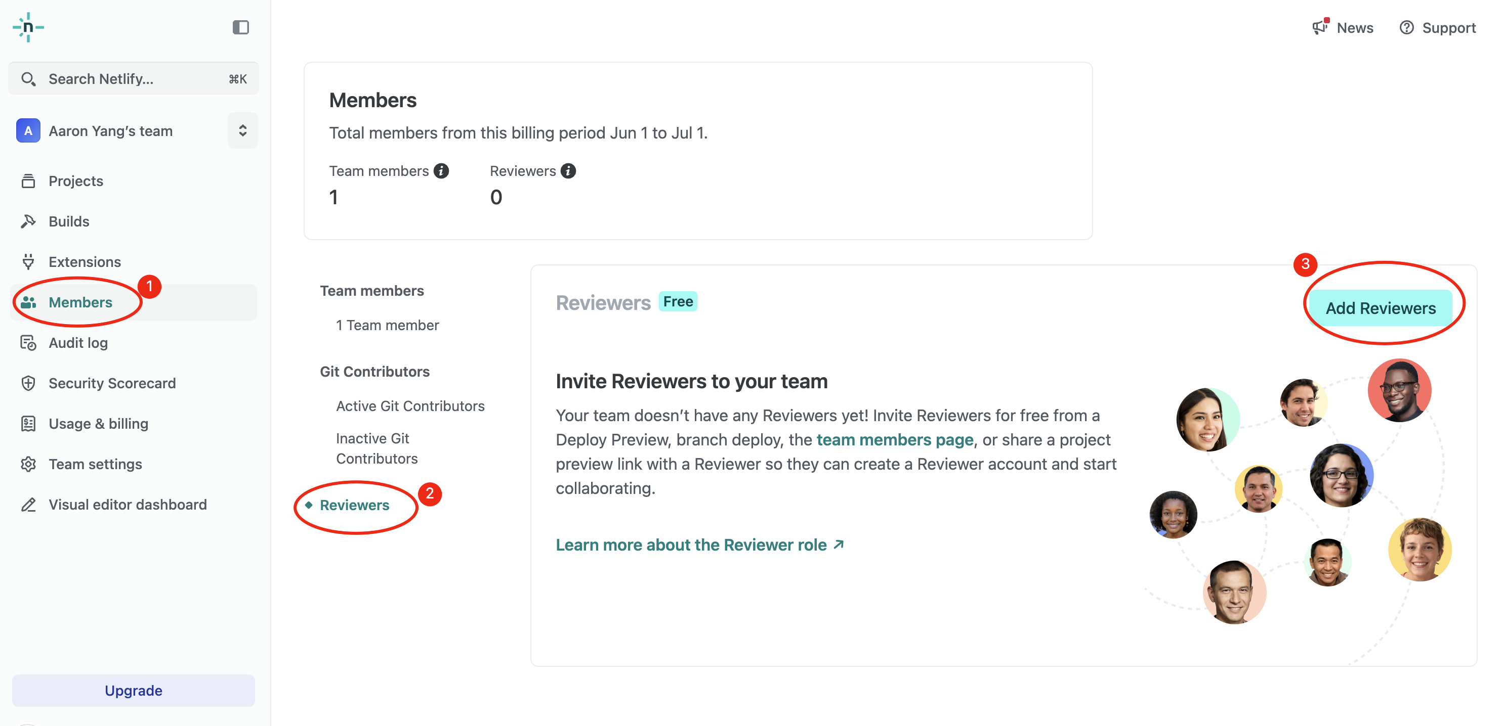 How to invite a reviewer to your Netlify project